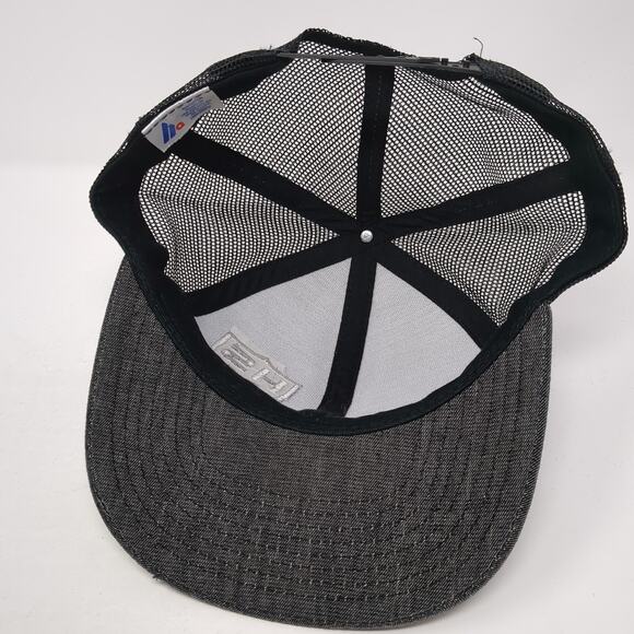 HSM Snapback Trucker Hat Black One Size Adjustable Embroidered Mesh Back - Picture 7 of 9